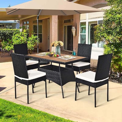 5PCS/ 10PCS Patio Rattan Dining Set Outdoor Wicker Bistro Table Set