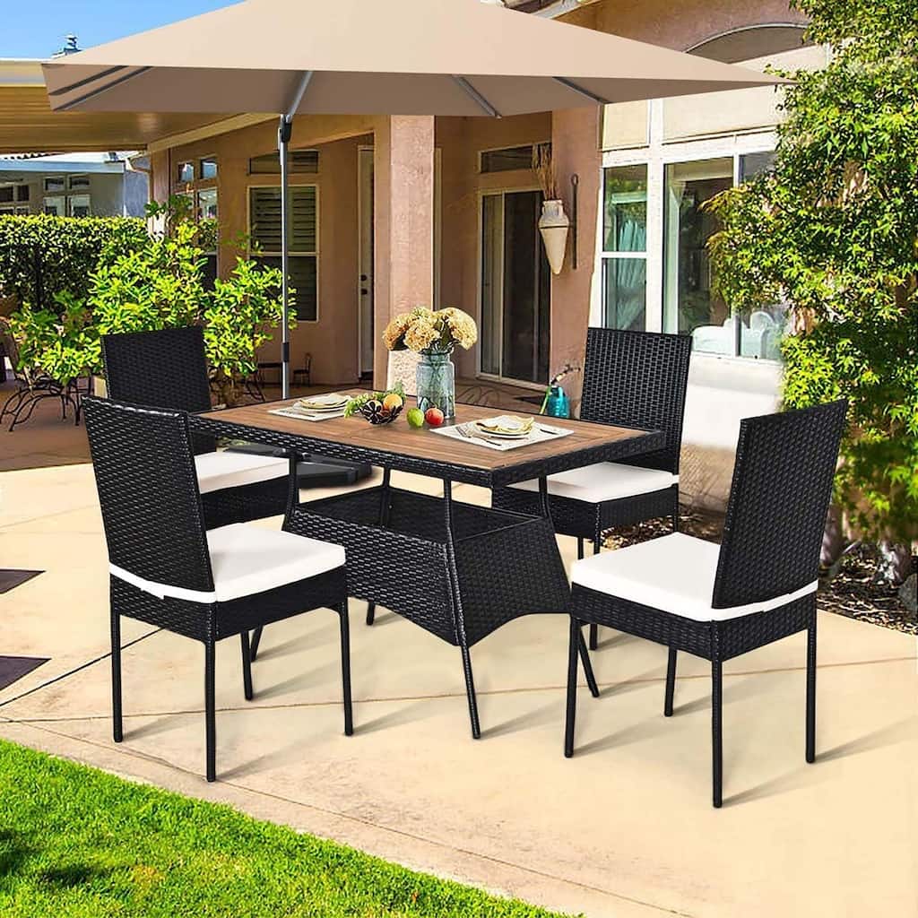 5PCS/ 10PCS Patio Rattan Dining Set Outdoor Wicker Bistro Table Set