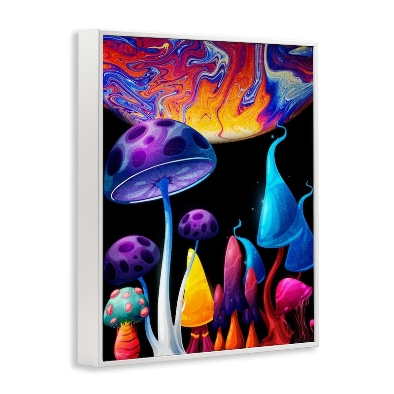 Stupell Whimsical Mushrooms in Space Framed Giclee Art Design By Kim Allen