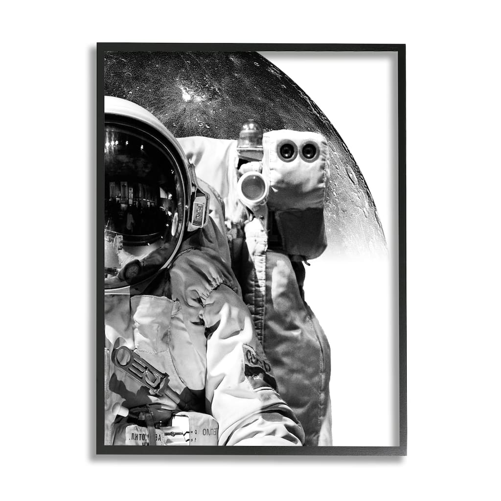 Stupell Monochrome Astronaut Distant Planet Outer Space Photography Framed Wall Art, Design by Brandon Wong