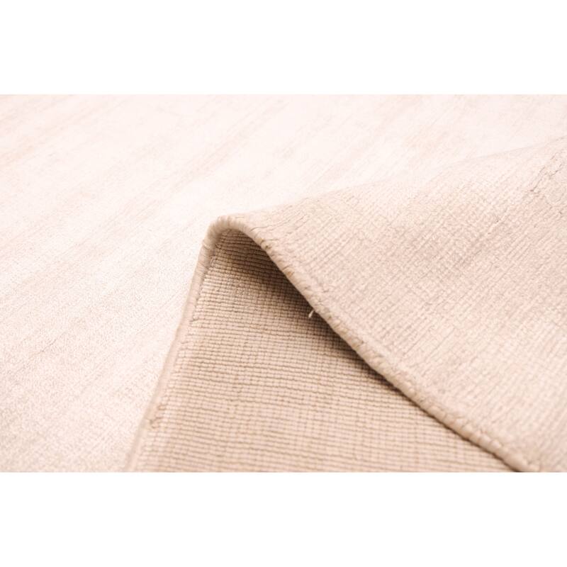 ECARPETGALLERY Hand Loomed Shimmer Ivory Viscose Rug - 6'6 x 9'7