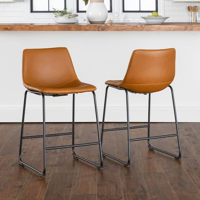Middlebrook Prusiner 24-inch Faux Leather Counter Stool, Set of 2