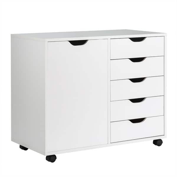 5 Drawer Dresser Chest Mobile Storage Cabinet With Door White 32819196 5 Drawer Dresser Chest Mobile Storage