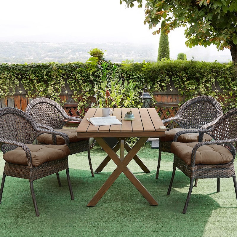 Indoor-Outdoor Reversible Patio Seat Cushion - Taupe - Set of 2