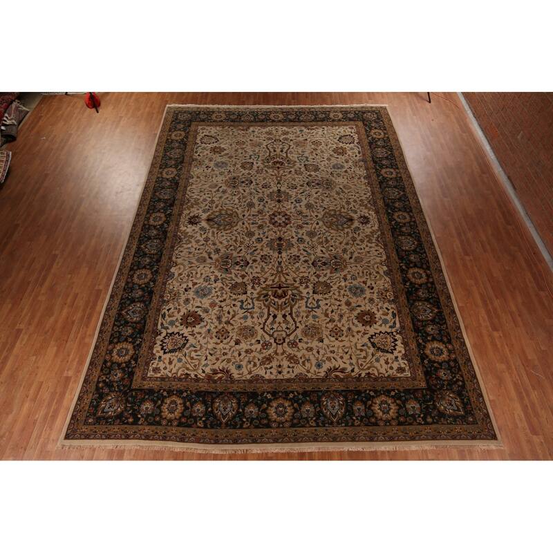 All-Over Large Agra Indian Area Rug Handmade Wool Carpet - 12'5" x 17'8"