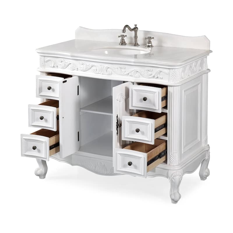 48" Benton Collection Beckham Antique White Bathroom Vanity