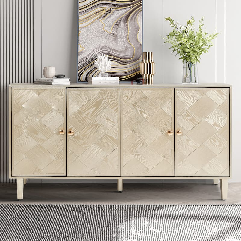 Christopher Knight Home - Elias 59.8" Sideboard with Solid Wood Legs and Ample Storage - Champagne