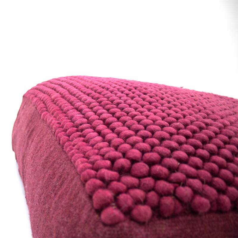 Jiti Indoor Braided Design Casual Lounging Pouf Ottoman Seating for Indoor Space. - dark burgery