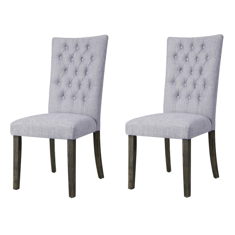 Grey and Grey Oak Side Chair with Button Tufted (Set of 2)