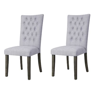 Grey and Grey Oak Side Chair with Button Tufted (Set of 2)