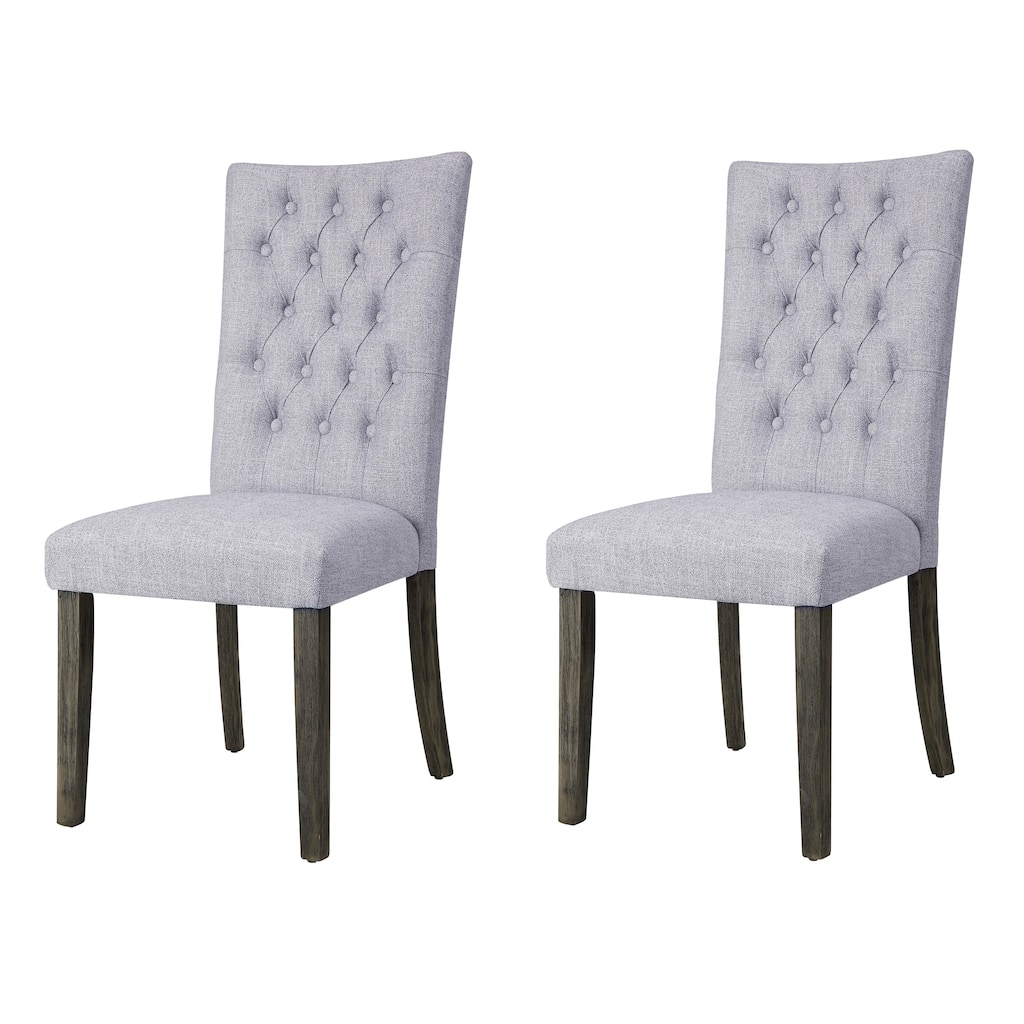 Grey and Grey Oak Side Chair with Button Tufted (Set of 2)