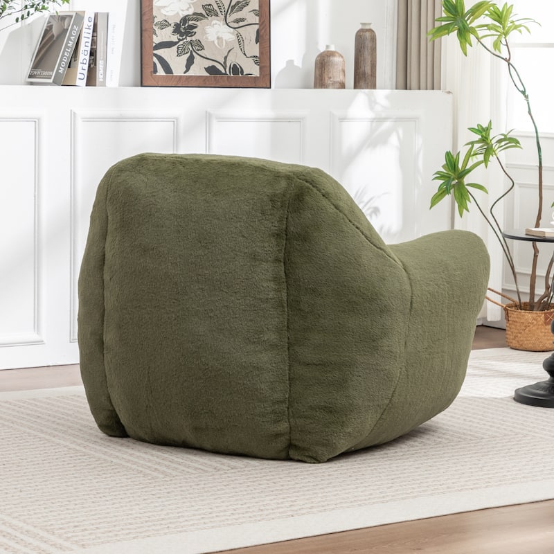 Comfy Bean Bag Sofa With Back Support, Faux Fur Bean Bag Chair For Adults And Kids