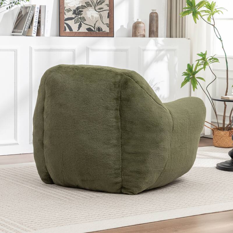 Faux Fur Bean Bag Chair with Back Support & Footstool - Comfy Floor Sofa for Adults & Kids, Living Room, Bedroom (2 Options)