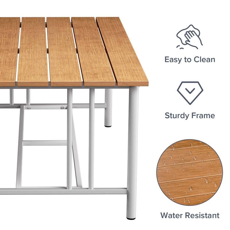 Gymojoy Metal Patio Coffee Table with Polywood Top, Small Outdoor Side Table for Deck & Balcony