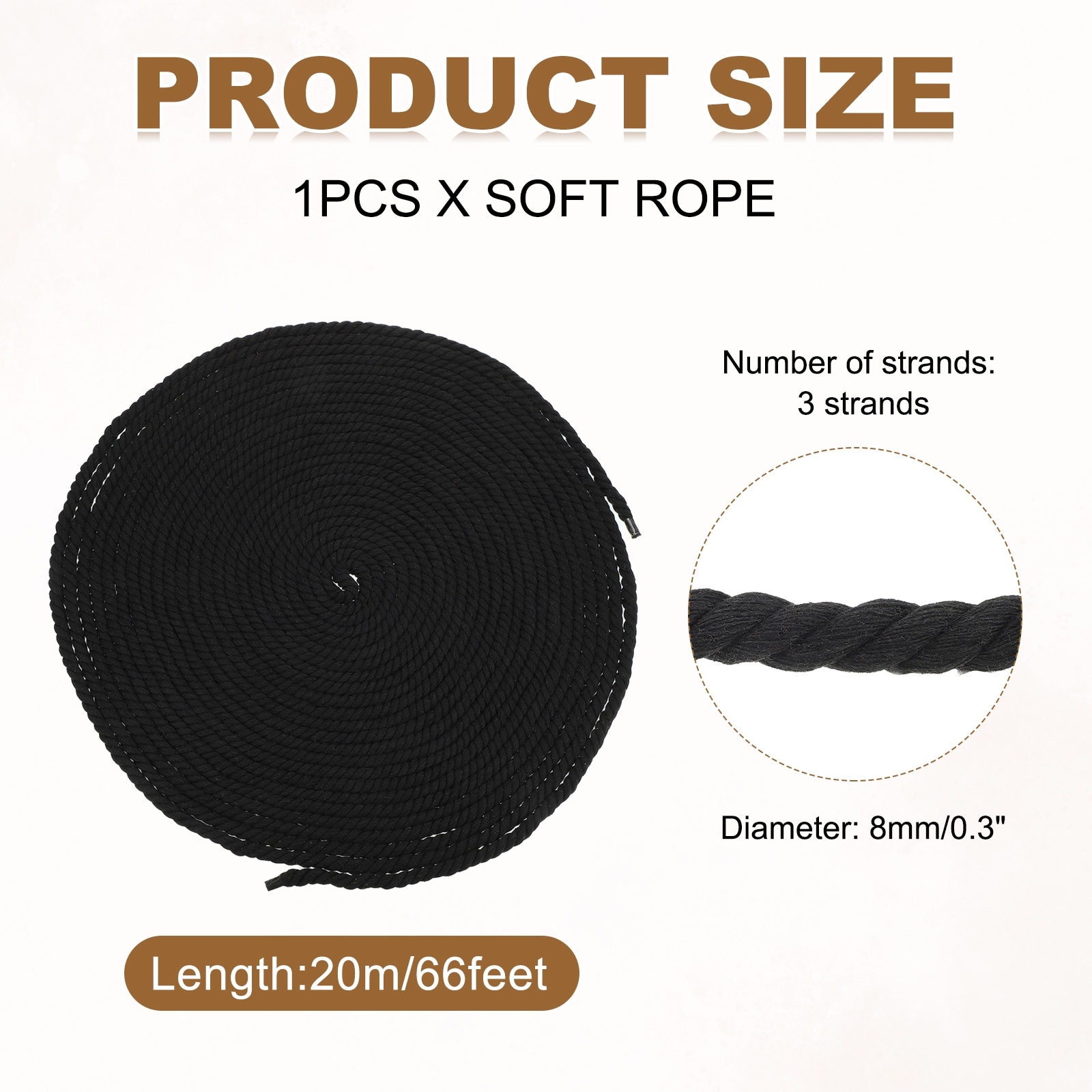 Cotton Rope Clothes Line Outdoors,Twisted Braided Thick Macrame Cord for DIY Wall Hanging Plant Hanger Knotting Clothesline