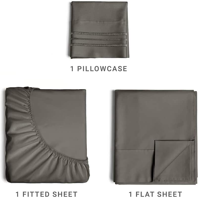 CGK Linens Brushed Microfiber Soft Wrinkle free 4 Piece Bed Sheet Set