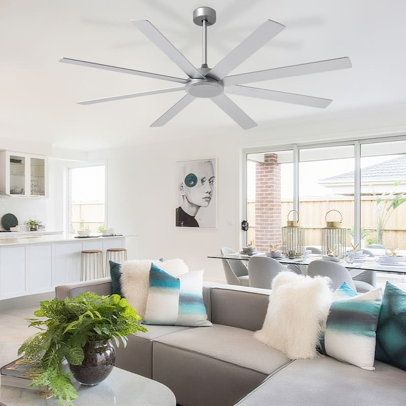 Large Ceiling Fan without Light - 8-Blade, Remote App Control, Dimmable 3CCT LED, Quiet DC Motor​
