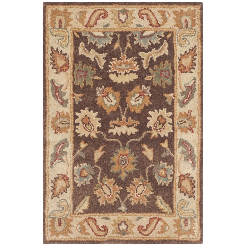 SAFAVIEH Handmade Bergama Milovanka Oriental Hand-spun Wool Rug - 2' x 3' - Brown/Ivory