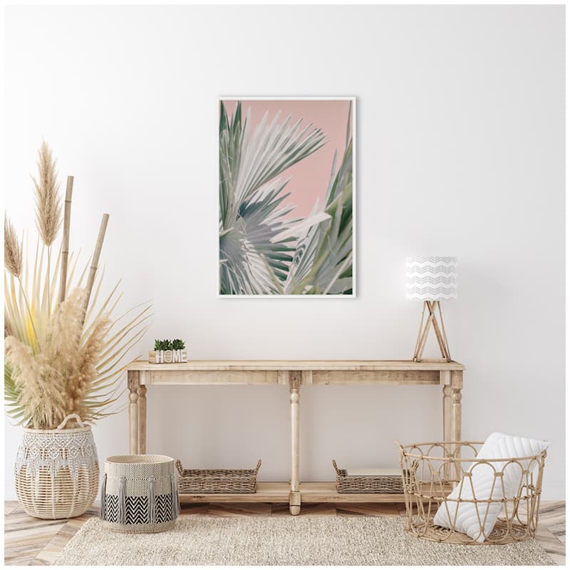 Kate and Laurel Sylvie Tropical Pink Bismarck Framed Canvas by Alicia Bock