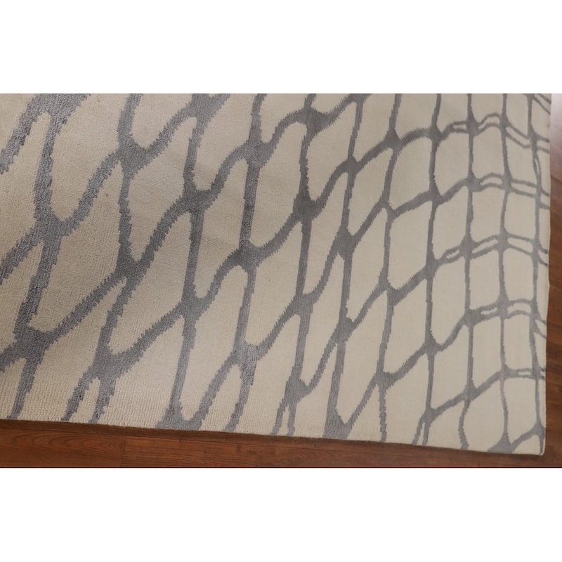 All-Over Abstract Modern Area Rug Handmade Wool Carpet - 7'11"x 9'9"