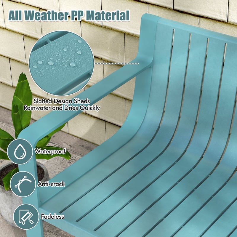 Modern Outdoor Garden Bench for 2 Comfortable Back Support Armrests and Waterproof - 48” x 24.5” x 27.5”