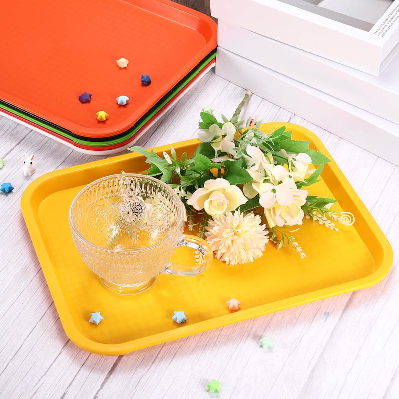 12" x 16" Plastic Fast Food Trays Bulk Rectangular Serving Trays, Orange