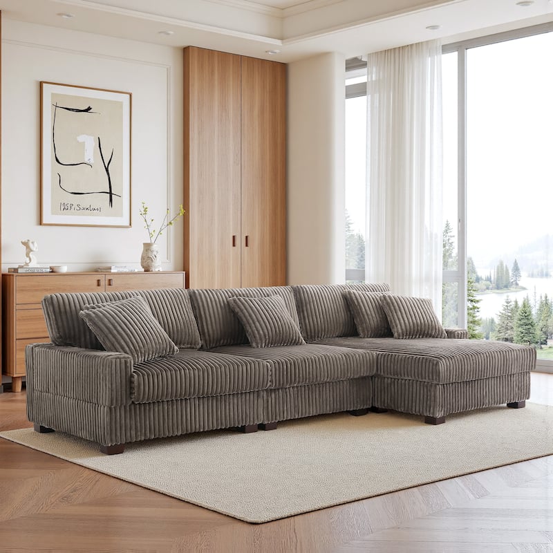 UIXE Upholstered Plush Velvet L Shaped Couch Modular Sofa