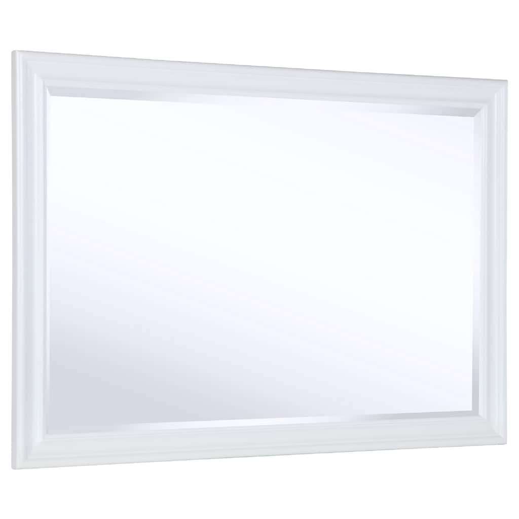 Heo Dresser Mirror, Landscape White Wood Frame, Beveled Glass, 36 Inch