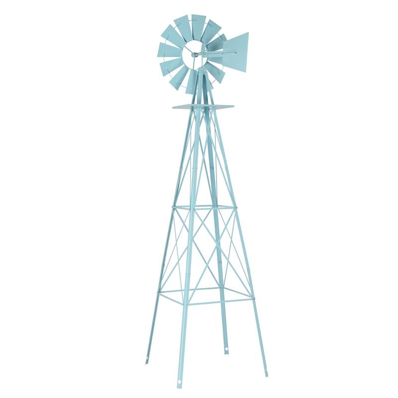 8 Foot Decorative Steel Windmill for Garden Lawn Patio Outdoor Decor Functional Wind Direction Indicator Weather Resistant