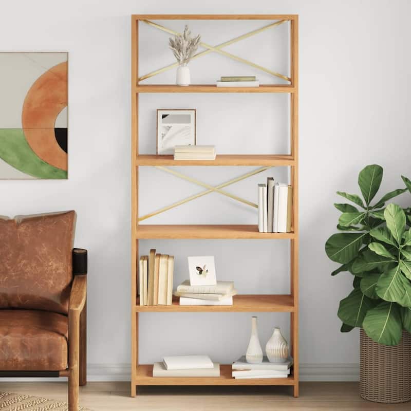vidaXL 4-Tier Shelf 6.7"x11.8"x44.1" Solid Wood Oak - 31.5" x 11.8" x 71.3"