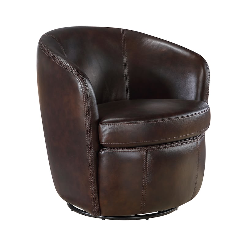 Ellis 31" Leather Swivel Chair - 360-Degree Swivel - Bronze