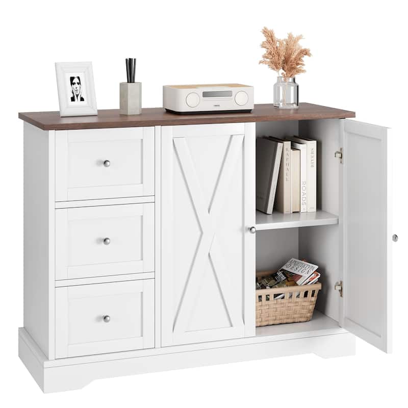 Farmhouse Kitchen Cabinet with 3 Drawers and 2 Doors