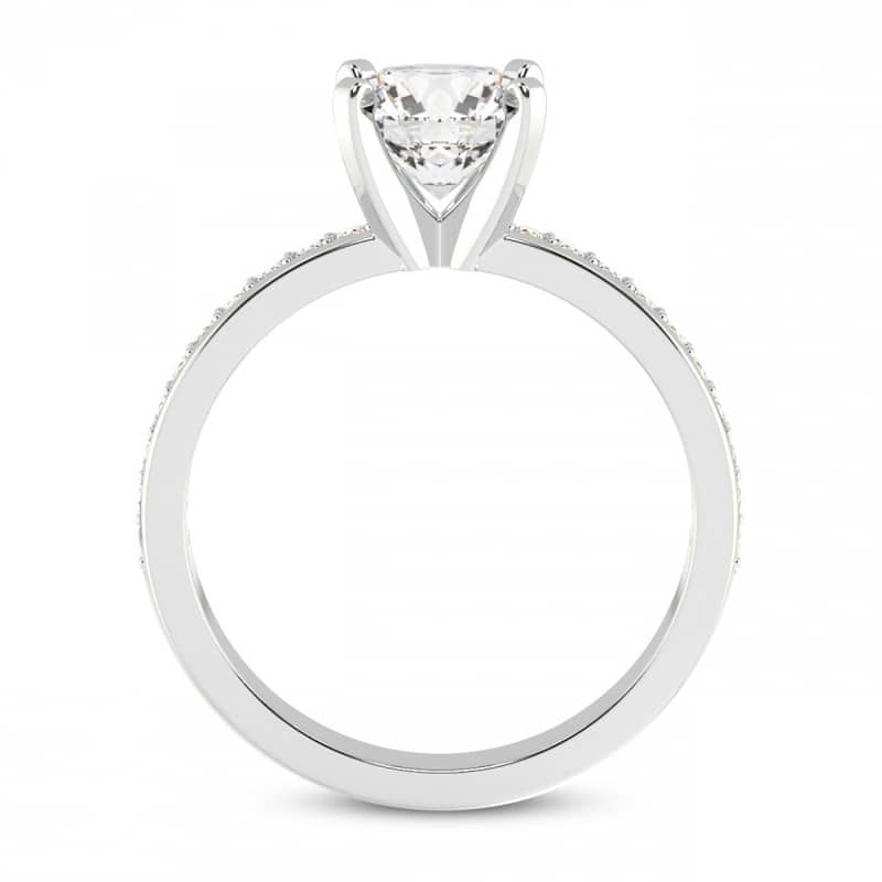 1/5Ct Lab Grown Diamond & 7mm Moissanite Round Engagement Ring in Gold