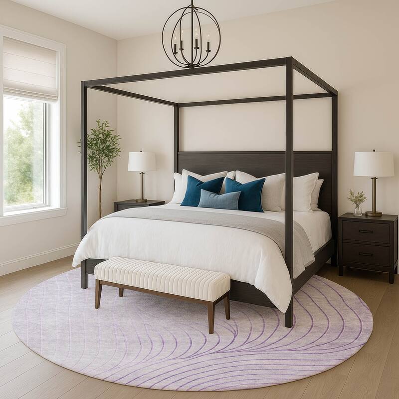 Premium Washable Super Soft Modern Wave Mayfield Rug - Lavender - 8' x 8'