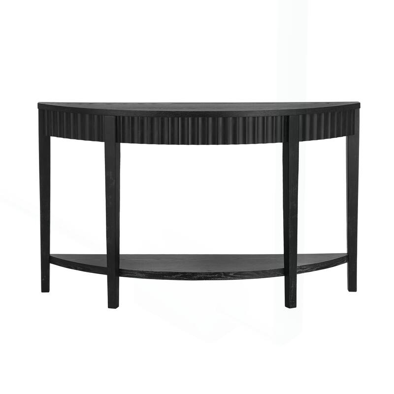 Exquisite Half-Moon Entryway Table with Open Shelves for Stylish Storage
