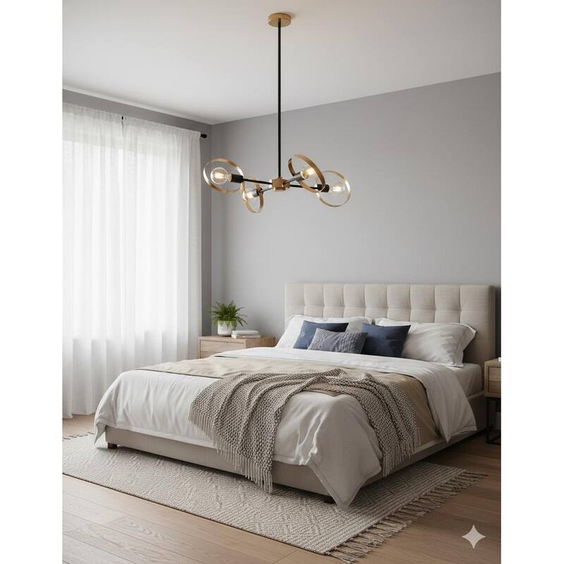 Industrial 4 Light Black Metal Ceiling Fixture with Adjustable Arms