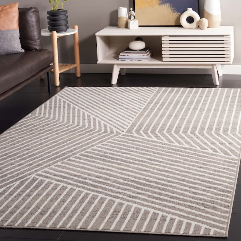 SAFAVIEH Pyramid Glennie Modern Geometric Rug - 4'5" x 6'5" - Grey/Ivory