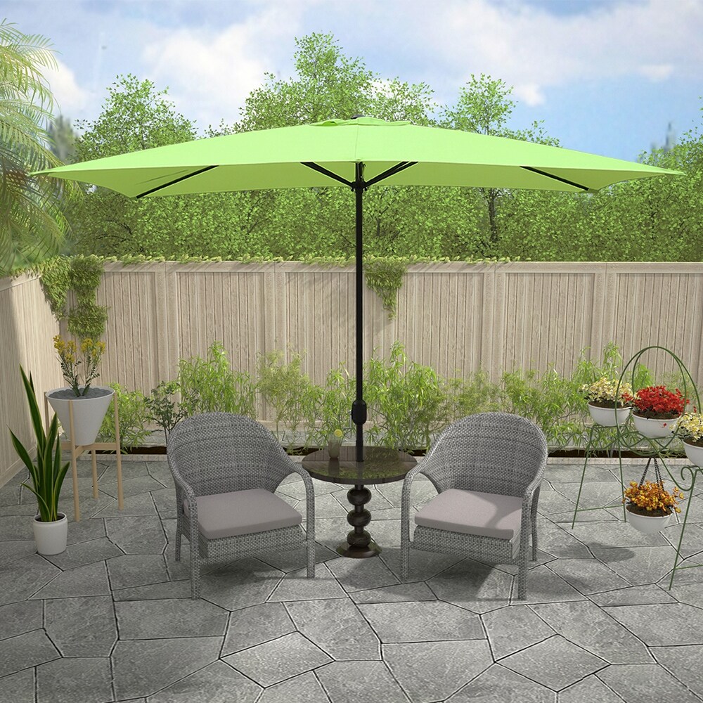 lime green rectangular patio umbrellas PHI VILLA 15ft Large Umbrella with Base & Lights, Rectangle,Lime coated steel pole and 6 sturdy ribs Westin Outdoor 10 ft Offset