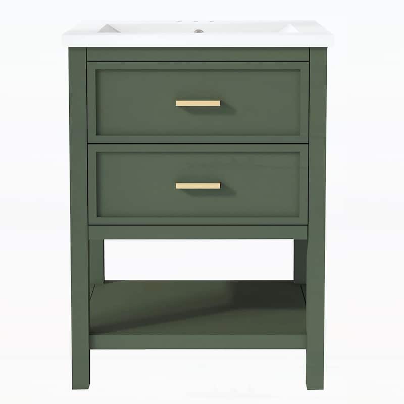 Modern Bathroom Storage Cabinet with 2 Drawers,with Top Sink