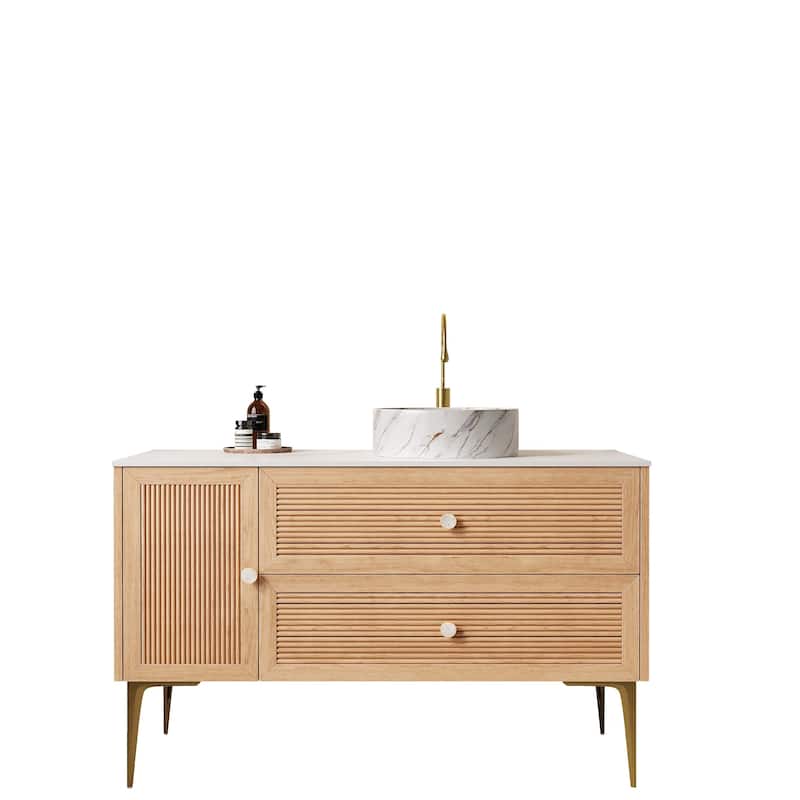 Freestanding Bathroom Vanity with Round Ceramic Basin