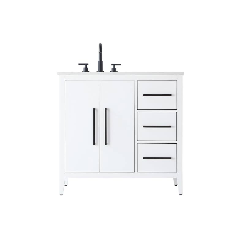 Elegant Lighting VF29336 Millie 36" Free Standing Single Basin Vanity - White