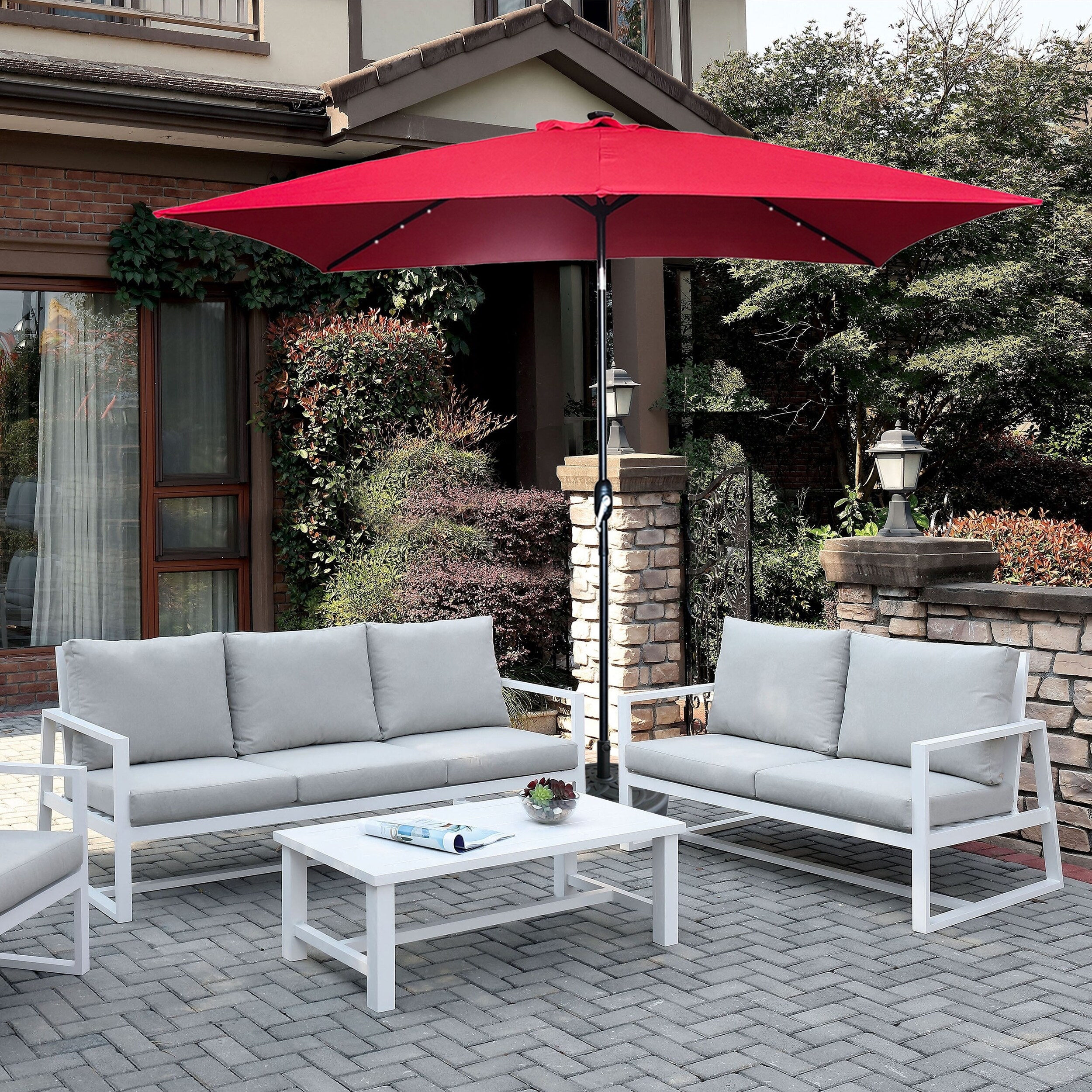 Shop 10 X 6 5 Deluxe Patio Market Umbrella With Led Overstock 31847213