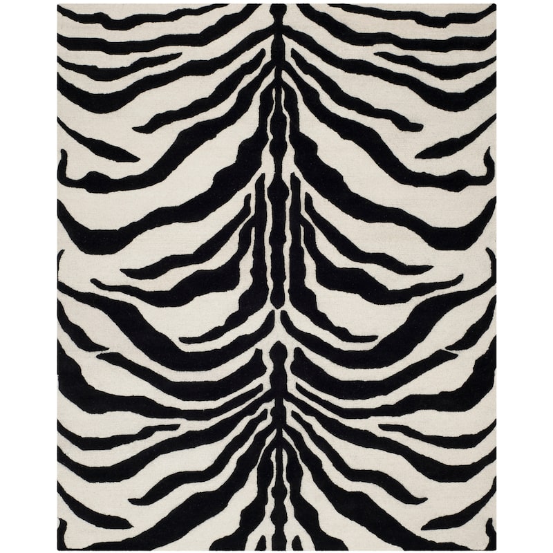 SAFAVIEH Handmade Cambridge Rikey Animal Print Wool Rug - 8' x 10' - Ivory/Black