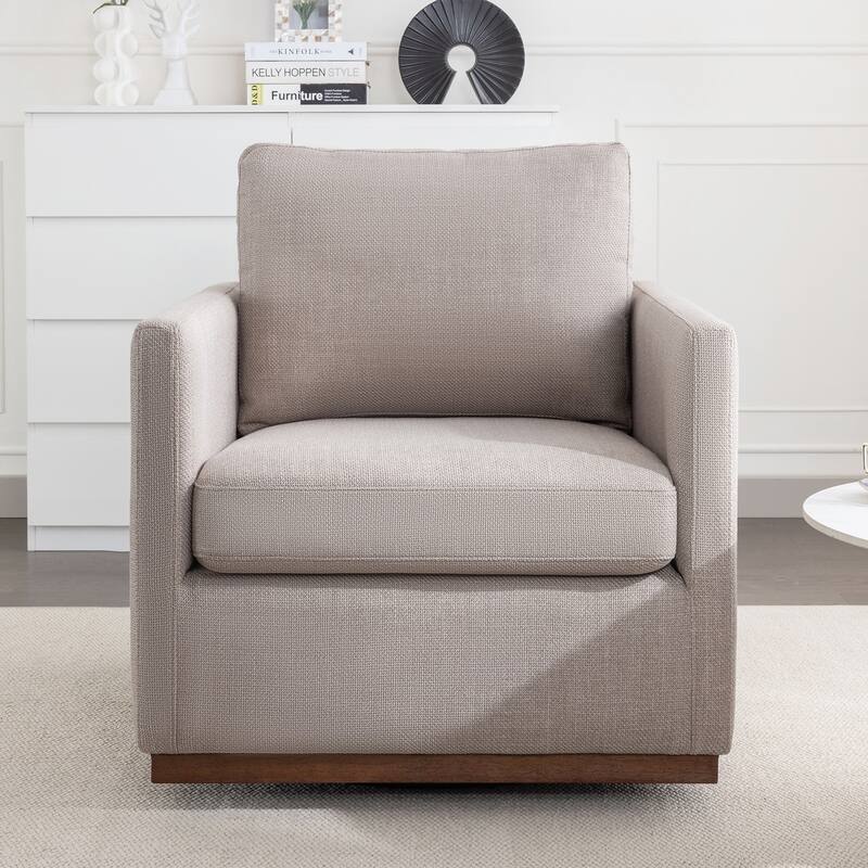 360 Swivel Barrel Chair Linen Accent Chair Conversation Chair