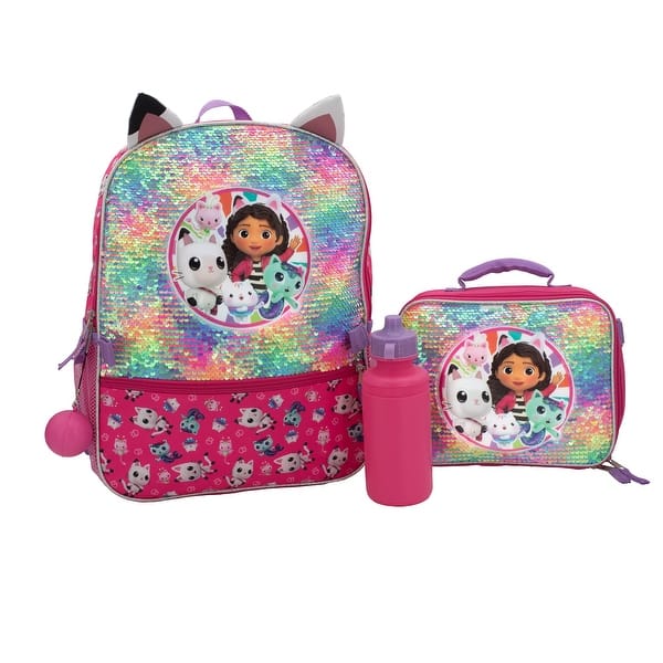 4PC Backpack Set with Lunch Bag & Crossbody for Teen Girls School Travel SPIRTUDE, Girls Backpack with Lunch Box Set, 17 inch, Pink  main image 4