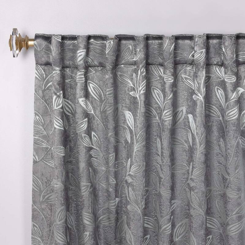 Superior Leaves Machine Washable Room Darkening Curtains with Back Tabs, Set of 2