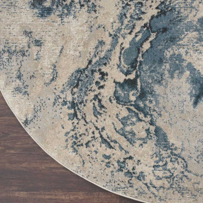 Power Loomed Geometric Abstract Modern Stain Resistant Area Rug - 46' X '46' X '0.5