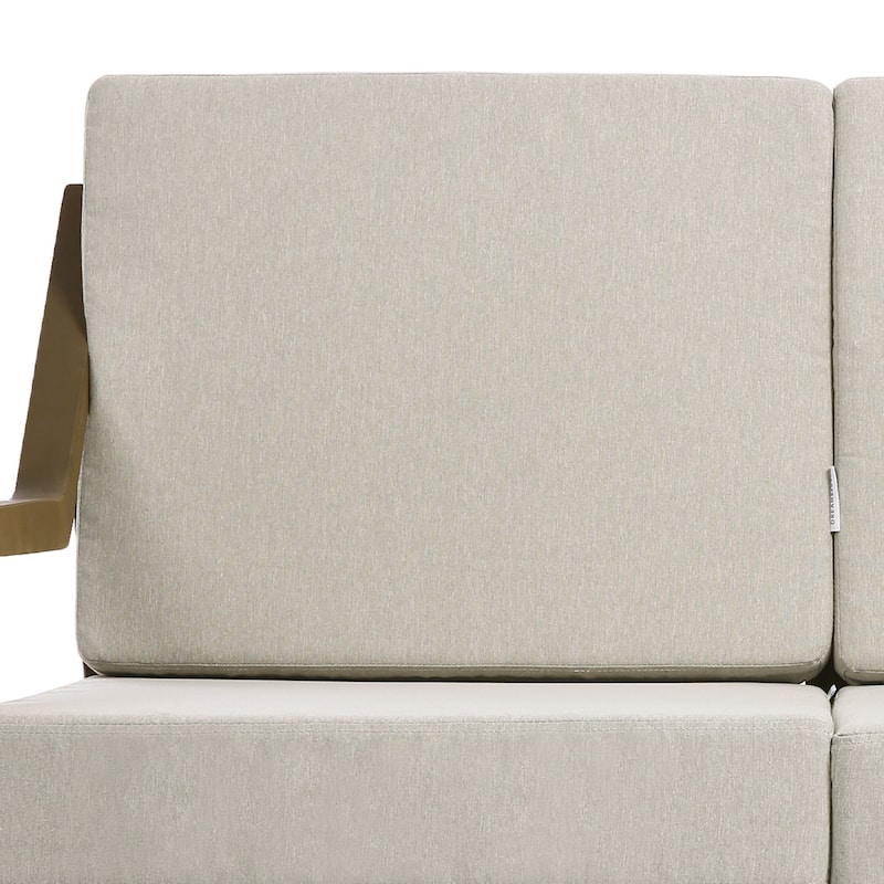 Outdoor Wood Teak Patio 2 Seater Loveseat with Cushion