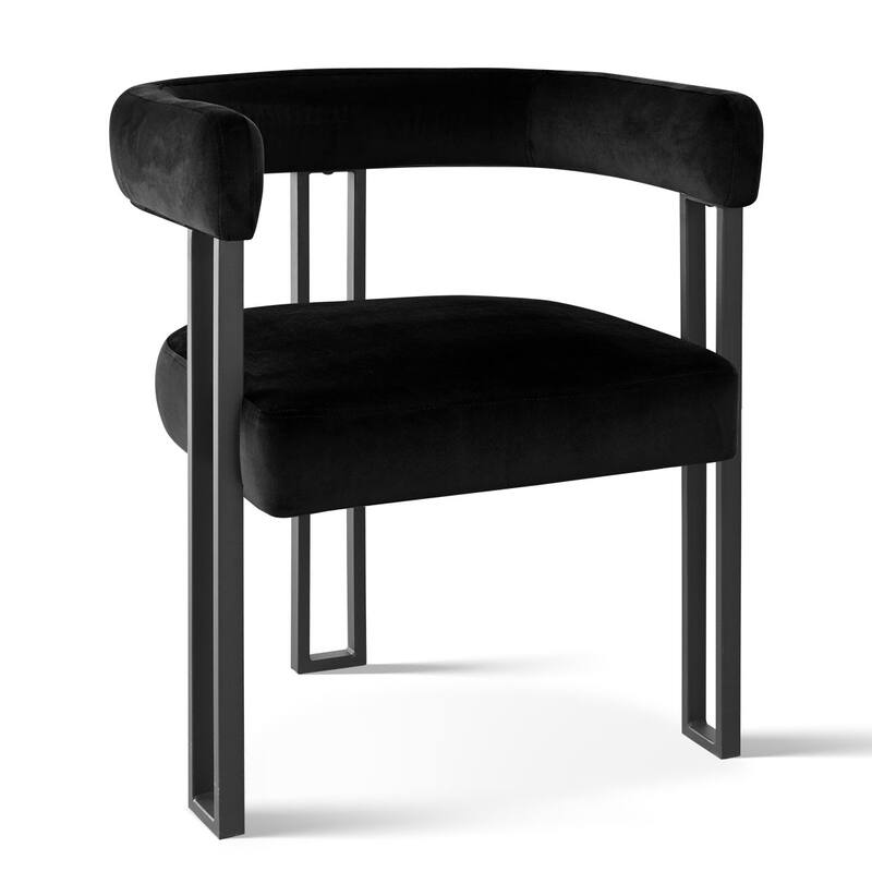 Modern Velvet Upholstered Dining Armchairs with Black Metal Legs (Set of 2/4/6)