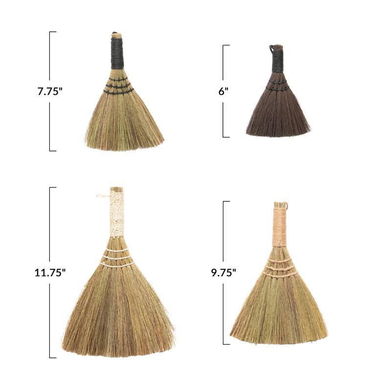 Whisk Brooms with Yarn Wrapped Handles - 11.8"L x 7.9"W x 0.8"H